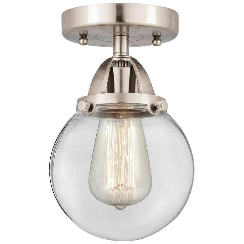Image 1 Nouveau 2 Beacon 6" LED Semi-Flush Mount - Brushed Satin Nickel - Clea