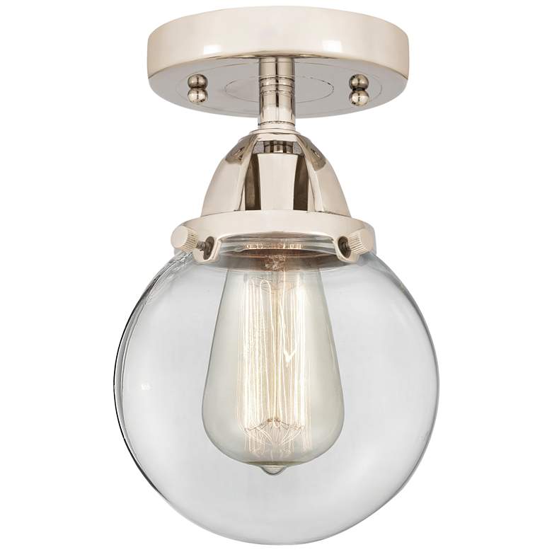 Image 1 Nouveau 2 Beacon 6" LED Semi-Flush Mount - Polished Nickel - Clear