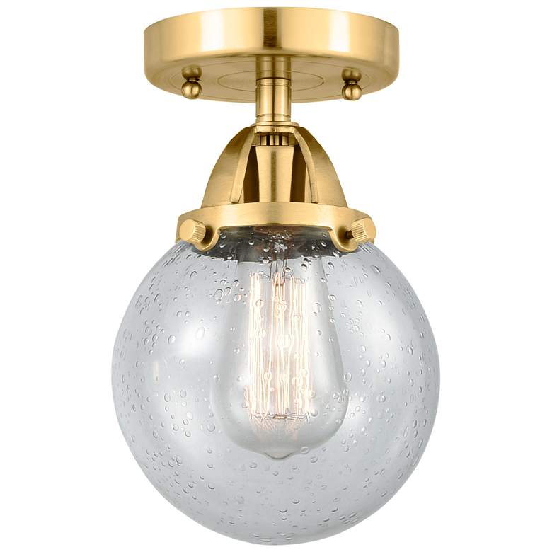 Image 1 Nouveau 2 Beacon 6" LED Semi-Flush Mount - Satin Gold - Seedy Shade
