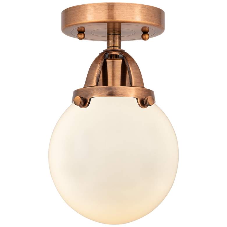 Image 1 Nouveau 2 Beacon 6" Semi-Flush Mount - Antique Copper - Matte White