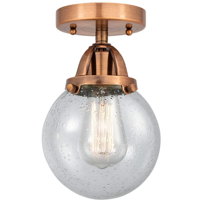 Image 1 Nouveau 2 Beacon 6" Semi-Flush Mount - Antique Copper - Seedy Shade