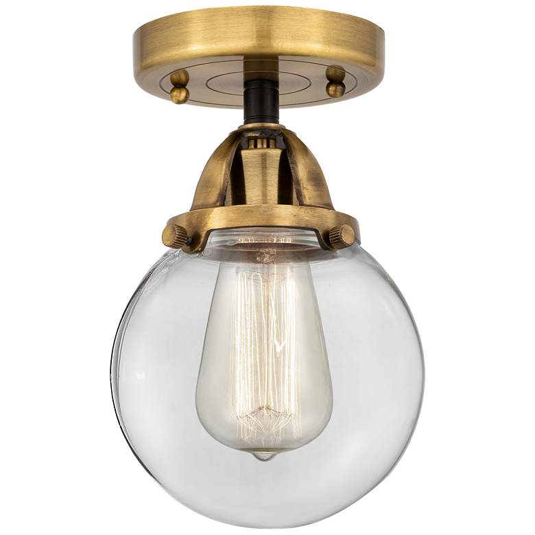 Image 1 Nouveau 2 Beacon 6" Semi-Flush Mount - Black Antique Brass - Clear