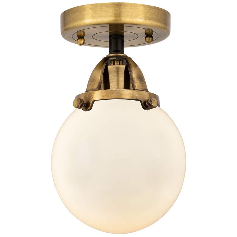 Image 1 Nouveau 2 Beacon 6" Semi-Flush Mount - Black Brass - Matte White