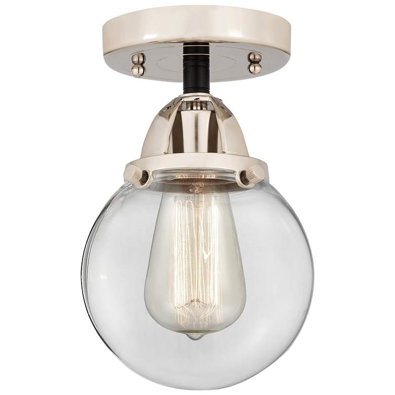 Image 1 Nouveau 2 Beacon 6" Semi-Flush Mount - Black Polished Nickel - Clear