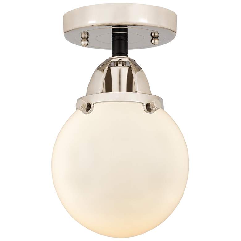Image 1 Nouveau 2 Beacon 6" Semi-Flush Mount - Black Polished Nickel - White