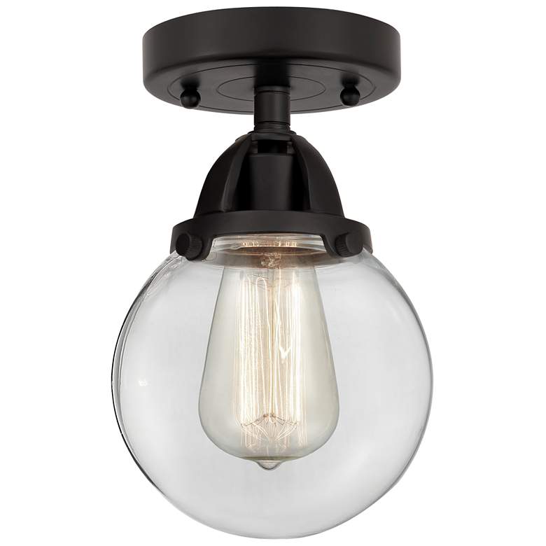 Image 1 Nouveau 2 Beacon 6" Semi-Flush Mount - Matte Black - Clear Shade