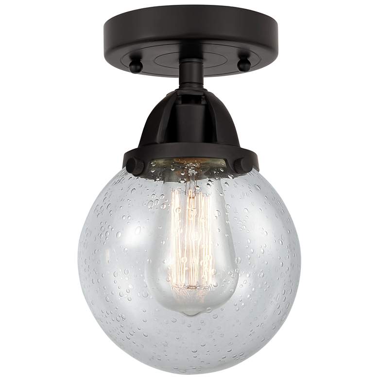 Image 1 Nouveau 2 Beacon 6" Semi-Flush Mount - Matte Black - Seedy Shade