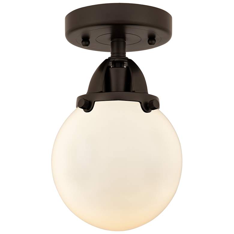 Image 1 Nouveau 2 Beacon 6" Semi-Flush Mount - Oil Rubbed Bronze - Matte White