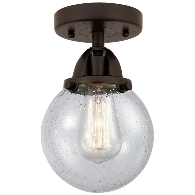 Image 1 Nouveau 2 Beacon 6" Semi-Flush Mount - Oil Rubbed Bronze - Seedy Shade