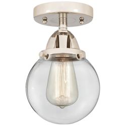 Nouveau 2 Beacon 6" Semi-Flush Mount - Polished Nickel - Clear Shade