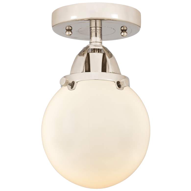 Image 1 Nouveau 2 Beacon 6" Semi-Flush Mount - Polished Nickel - Matte White