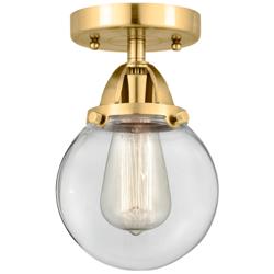 Nouveau 2 Beacon 6" Semi-Flush Mount - Satin Gold - Clear Shade
