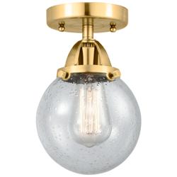 Nouveau 2 Beacon 6" Semi-Flush Mount - Satin Gold - Seedy Shade
