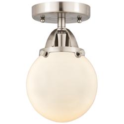 Nouveau 2 Beacon 6" Semi-Flush Mount - Satin Nickel - Matte White