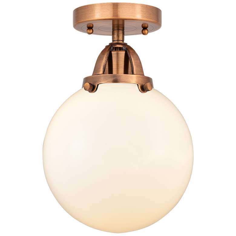 Image 1 Nouveau 2 Beacon 8" LED Semi-Flush Mount - Antique Copper - Matte Whit