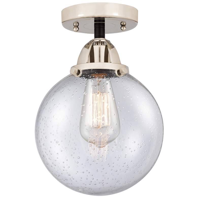 Image 1 Nouveau 2 Beacon 8" LED Semi-Flush Mount - Black Polished Nickel - See