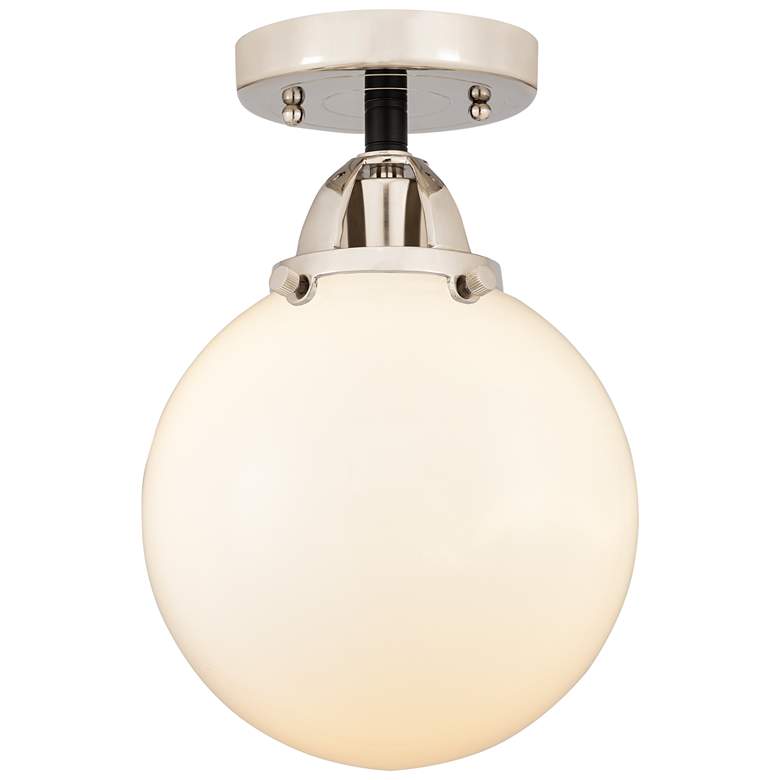 Image 1 Nouveau 2 Beacon 8" LED Semi-Flush Mount - Black Polished Nickel - Whi
