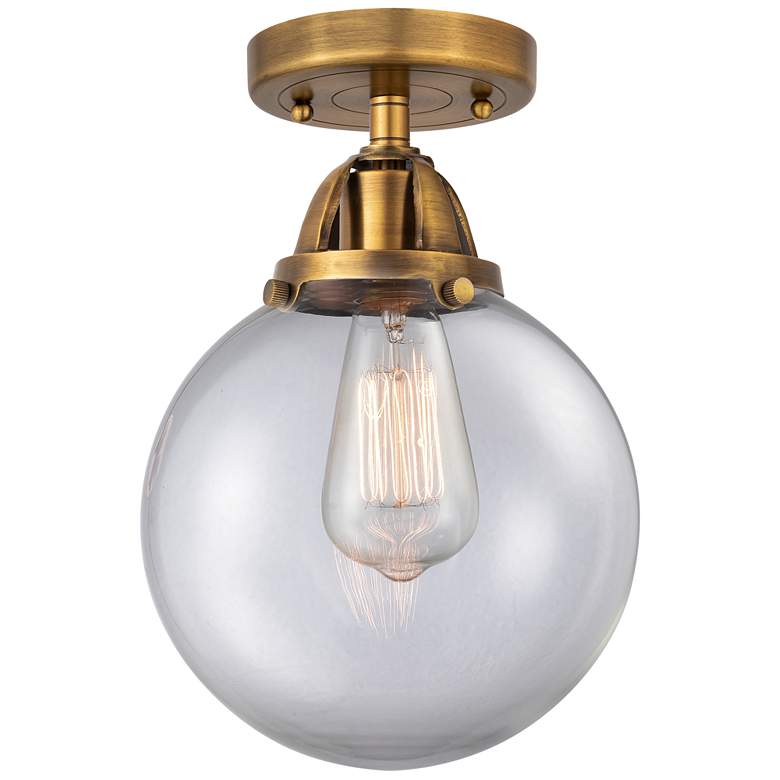 Image 1 Nouveau 2 Beacon 8" LED Semi-Flush Mount - Brushed Brass - Clear Shade