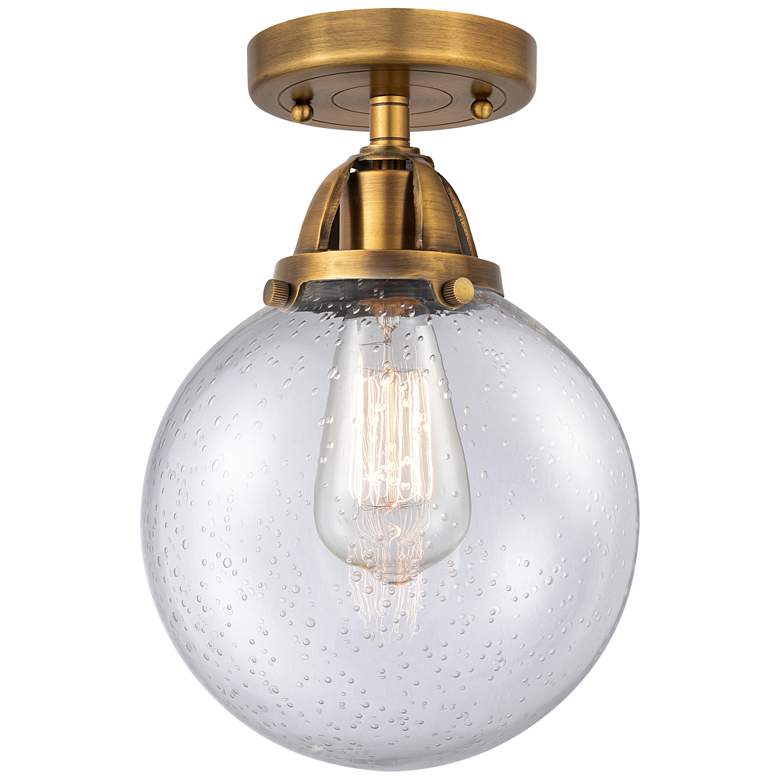 Image 1 Nouveau 2 Beacon 8" LED Semi-Flush Mount - Brushed Brass - Seedy Shade