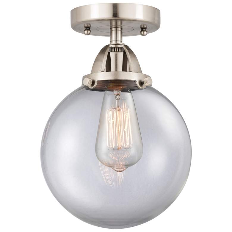 Image 1 Nouveau 2 Beacon 8" LED Semi-Flush Mount - Brushed Satin Nickel - Clea
