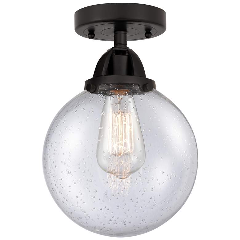 Image 1 Nouveau 2 Beacon 8" LED Semi-Flush Mount - Matte Black - Seedy Shade
