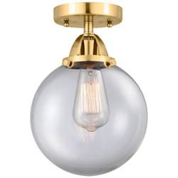 Nouveau 2 Beacon 8" LED Semi-Flush Mount - Satin Gold - Clear Shade