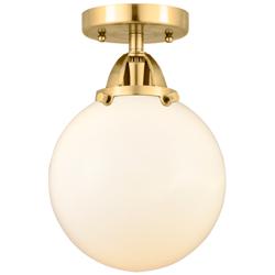 Nouveau 2 Beacon 8" LED Semi-Flush Mount - Satin Gold - Matte White Sh