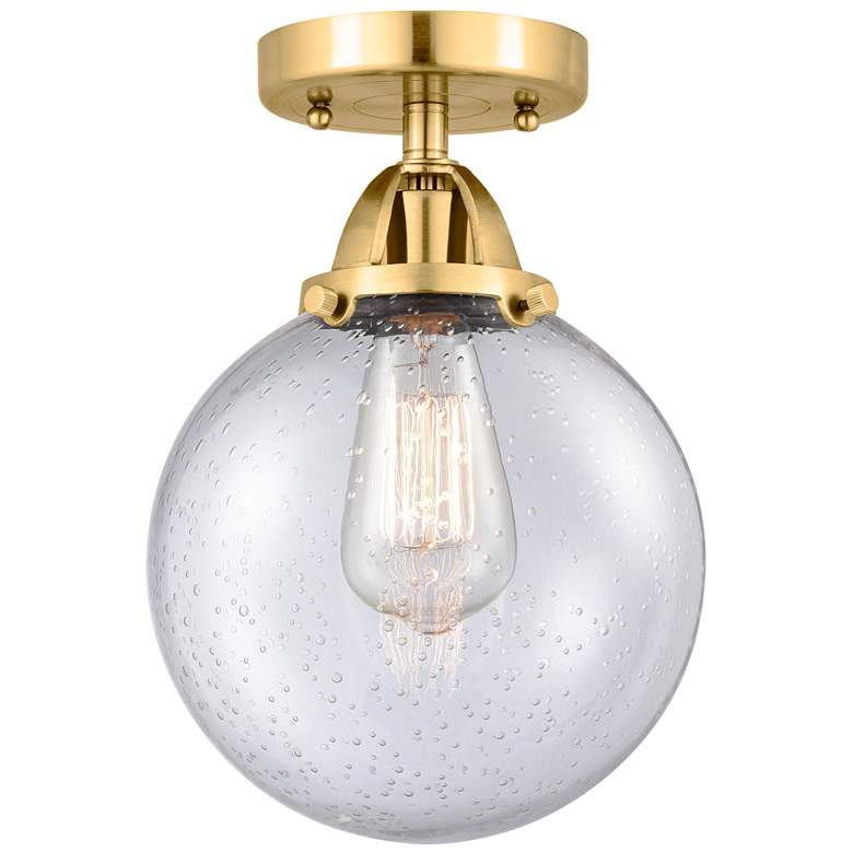 Image 1 Nouveau 2 Beacon 8" LED Semi-Flush Mount - Satin Gold - Seedy Shade