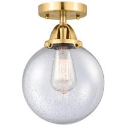 Nouveau 2 Beacon 8" LED Semi-Flush Mount - Satin Gold - Seedy Shade