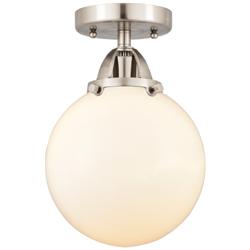 Nouveau 2 Beacon 8" Semi-Flush Mount - Brushed Satin Nickel - Matte Wh