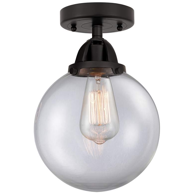 Image 1 Nouveau 2 Beacon 8" Semi-Flush Mount - Matte Black - Clear Shade