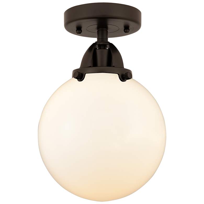 Image 1 Nouveau 2 Beacon 8 inch Semi-Flush Mount - Oil Rubbed Bronze - Matte White