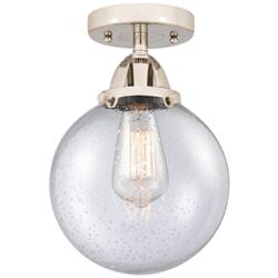 Nouveau 2 Beacon 8" Semi-Flush Mount - Polished Nickel - Seedy Shade