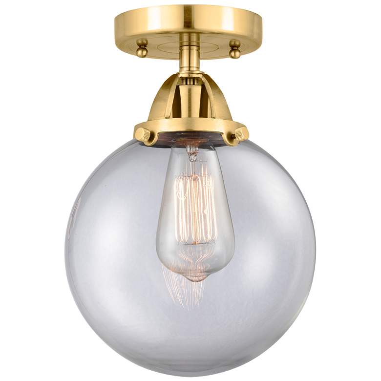 Image 1 Nouveau 2 Beacon 8" Semi-Flush Mount - Satin Gold - Clear Shade