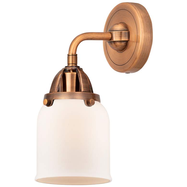 Image 1 Nouveau 2 Bell 10 1/4"H Antique Copper Sconce w/ White Shade