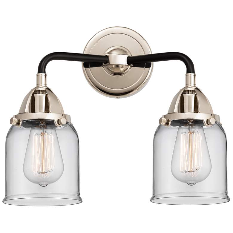 Image 1 Nouveau 2 Bell 5" 2 Light 13" Bath Light - Black Polished Nickel