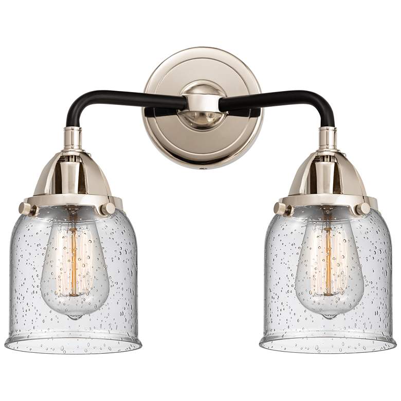 Image 1 Nouveau 2 Bell 5" 2 Light 13" Bath Light - Black Polished Nickel