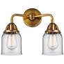 Nouveau 2 Bell 5" 2 Light 13" Bath Light - Brushed Brass - Clear