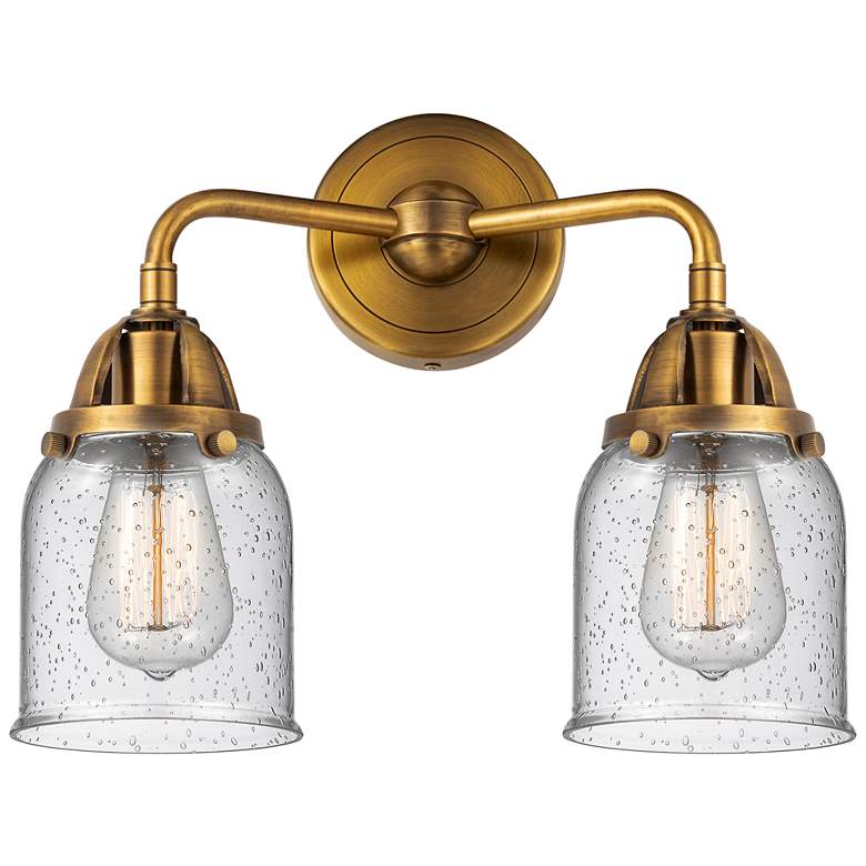 Image 1 Nouveau 2 Bell 5" 2 Light 13" Bath Light - Brushed Brass - Seedy