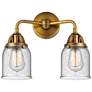 Nouveau 2 Bell 5" 2 Light 13" Bath Light - Brushed Brass - Seedy