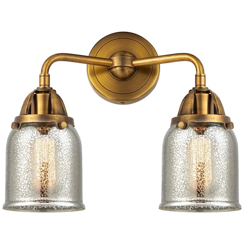 Image 1 Nouveau 2 Bell 5" 2 Light 13" Bath Light - Brushed Brass - Silver