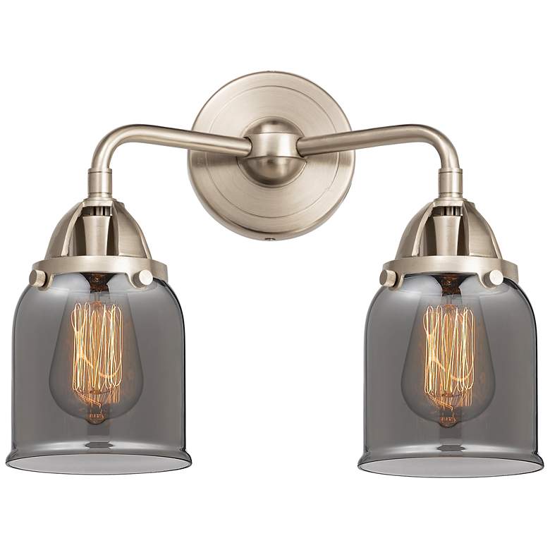 Image 1 Nouveau 2 Bell 5" 2 Light 13" Bath Light - Brushed Satin Nickel -
