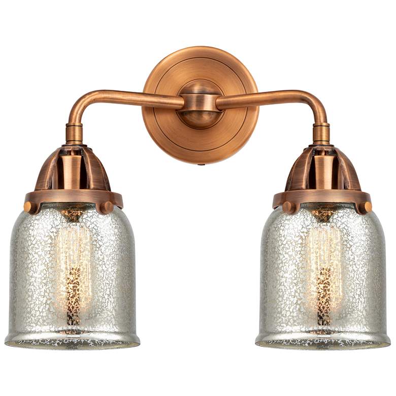 Image 1 Nouveau 2 Bell 5 inch 2 Light 13 inch Bath Light - Copper - Silver Mercur