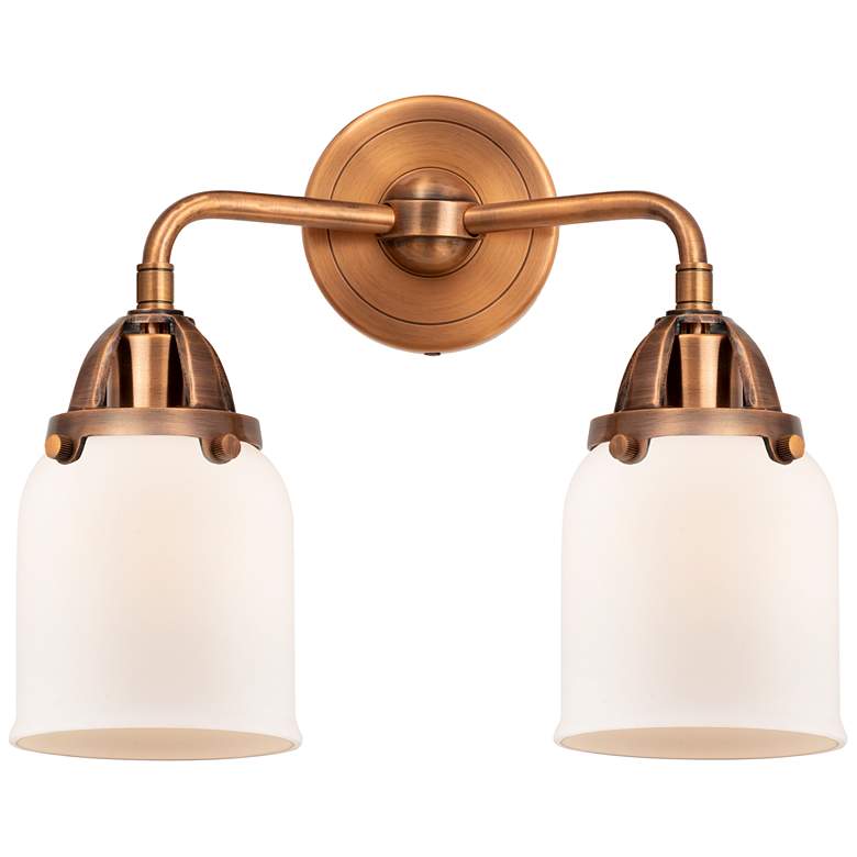 Image 1 Nouveau 2 Bell 5 inch 2 Light 13 inch Bath Light - Copper - White Shade