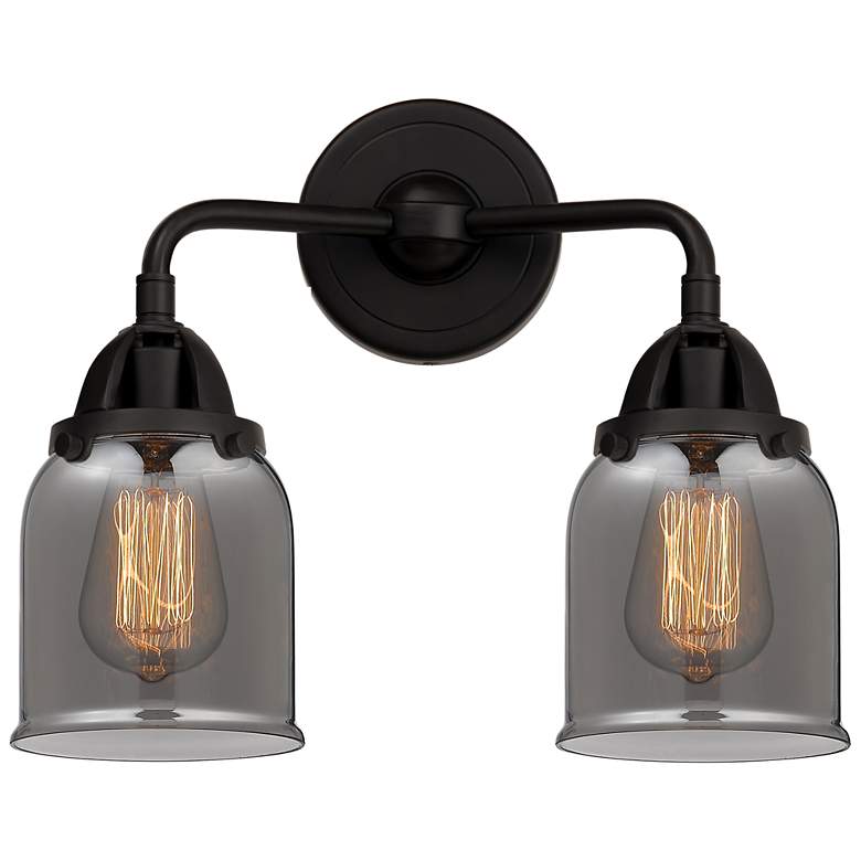 Image 1 Nouveau 2 Bell 5" 2 Light 13" Bath Light - Matte Black - Plated S