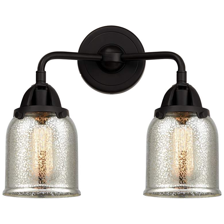 Image 1 Nouveau 2 Bell 5" 2 Light 13" Bath Light - Matte Black - Silver M