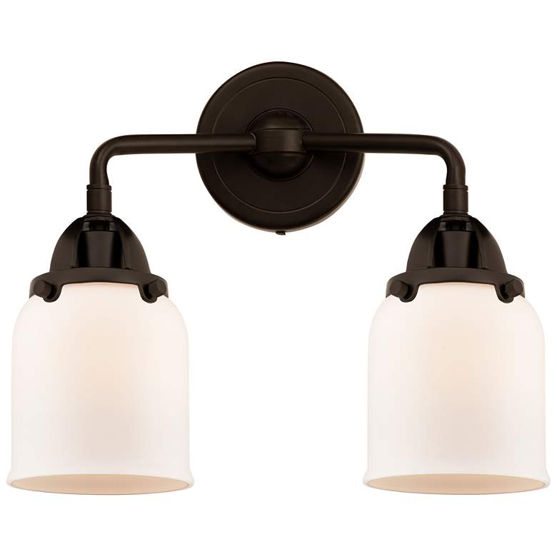 Image 1 Nouveau 2 Bell 5" 2 Light 13" Bath Light - Oil Rubbed Bronze - Wh