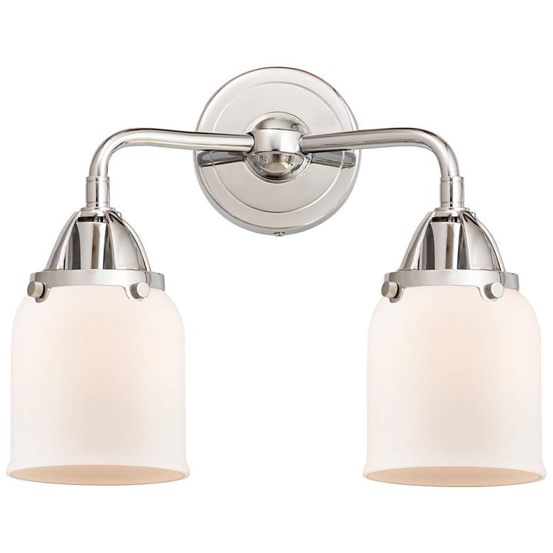 Image 1 Nouveau 2 Bell 5" 2 Light 13" Bath Light - Polished Chrome - Whit