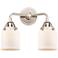 Nouveau 2 Bell 5" 2 Light 13" Bath Light - Polished Nickel - Whit