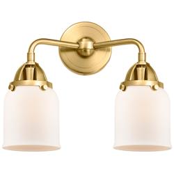 Nouveau 2 Bell 5" 2 Light 13" Bath Light - Satin Gold - Matte Whi
